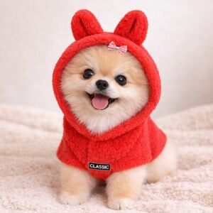 🐾💗 Plush Hoodie with Bunny Ears for Small Cat or Dog